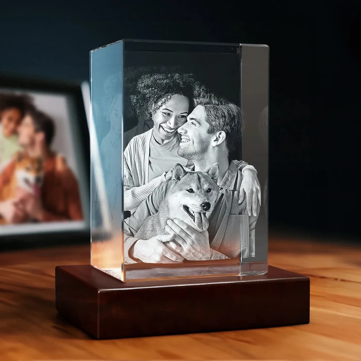 3D Memory Crystal - Tabletop Rectangle (Pet Lovers)
