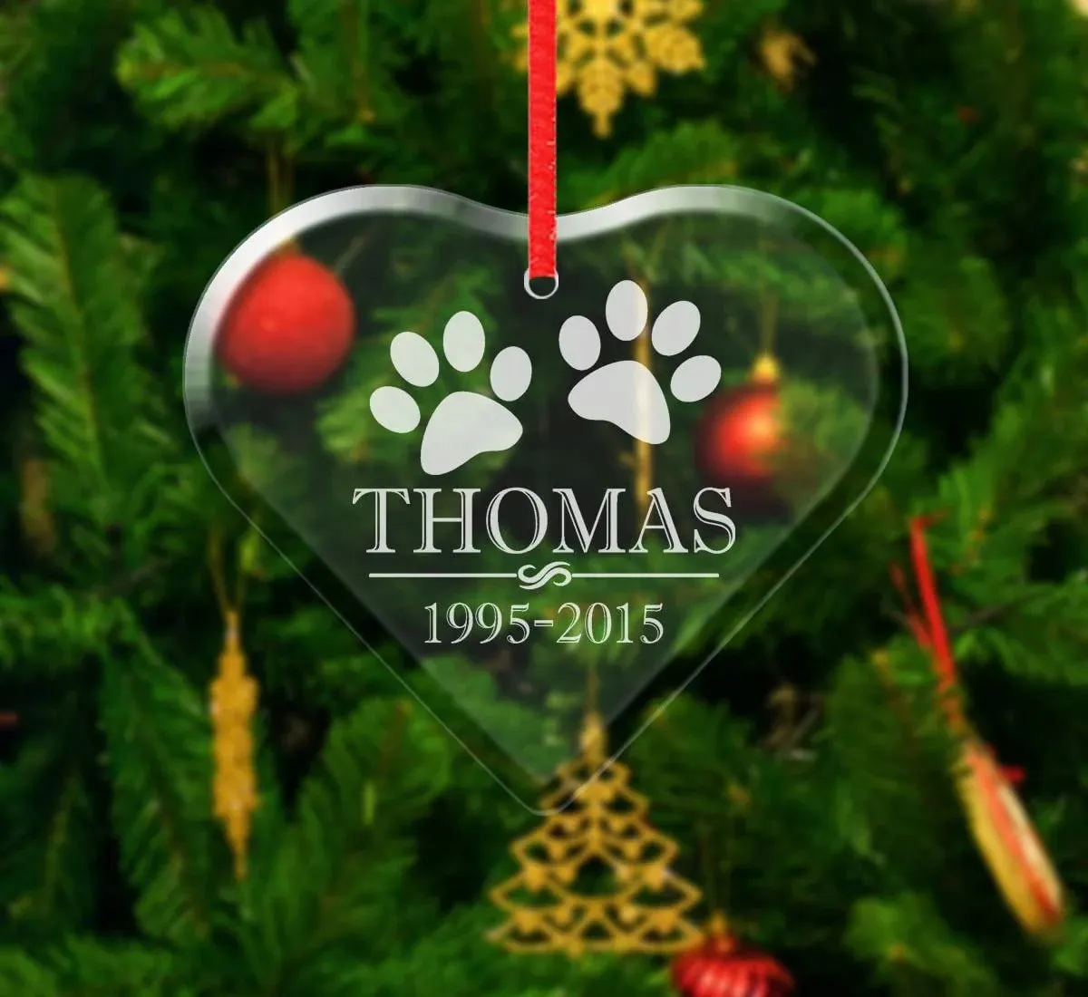Paw Prints Personalized Pet Glass Ornament